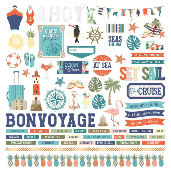 Photoplay Paper 12x12, Element Sticker Sheet - Ship To Shore