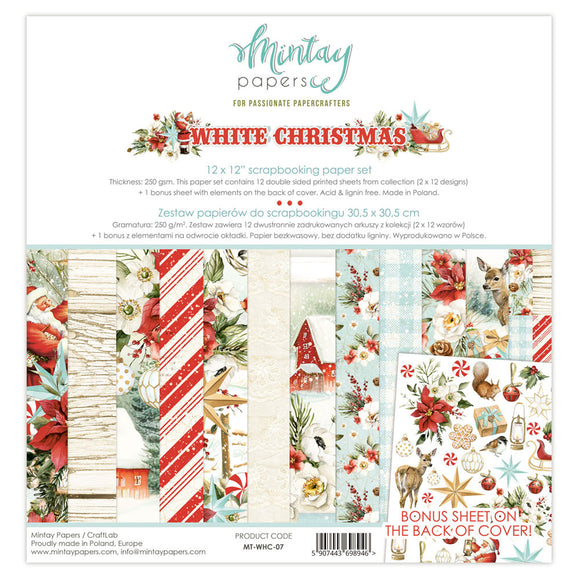 Mintay Paper 12X12 Paper Pack, White Christmas