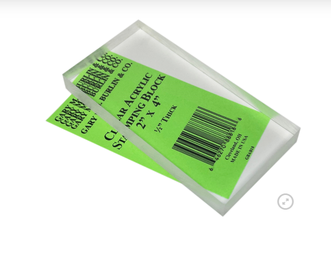 Gary M. Burlin Tool, Clear Acrylic Stamping Block 2″ X 4″ Scrap Chicks