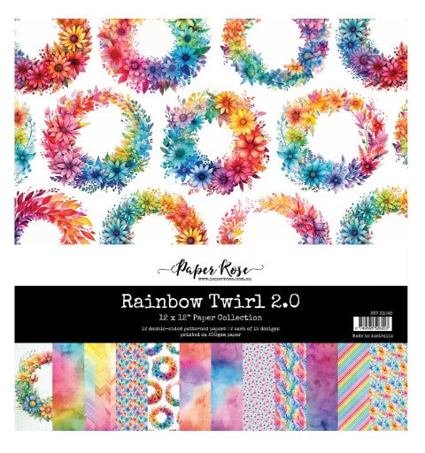 Paper Rose Paper Pack 12x12, Rainbow Twirl