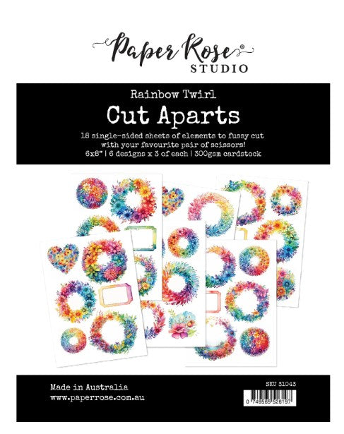 Paper Rose Embellishment, Rainbow Twirl Bouquets - Die cuts