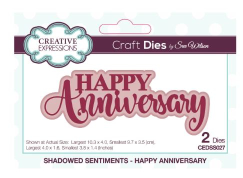 Creative Expressions Die, Noble Sentiments Collection, Shadowed - Happy Anniversary