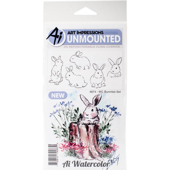 Art Impressions Stamp, Watercolor Cling - Bunnies