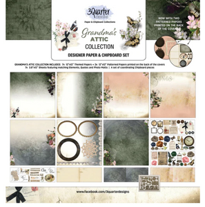 3Quarter Designs Paper Pack 12x12, Grandma's Attic Collection