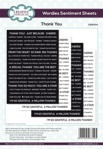 Creative Expressions Embellishment, Wordies Sentiment Sheets - Thank You