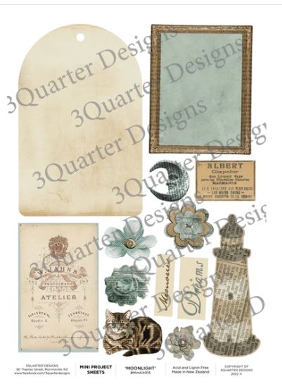 3Quarter Designs Embellishment, Mini Project Sheet - Moonlight