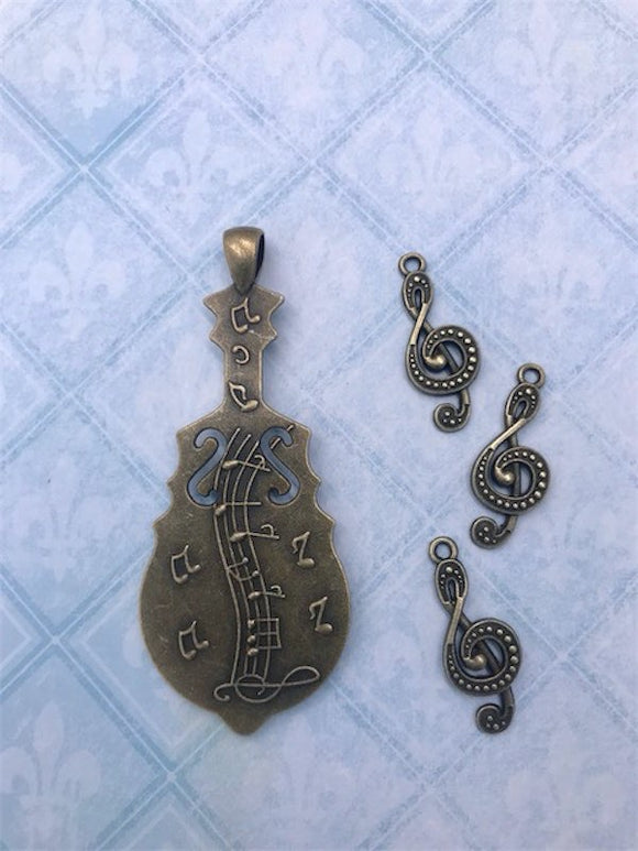 Blue Fern Embellishment, Charms, Composition - Musically Inclined