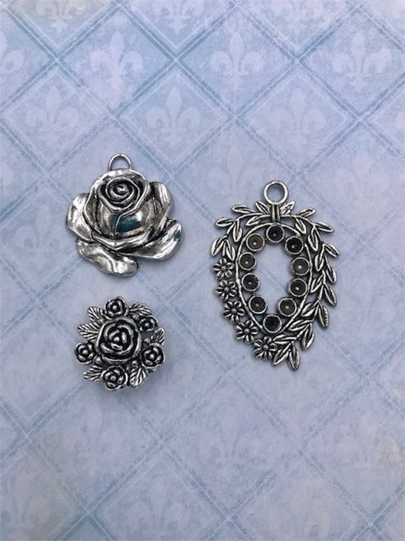 Blue Fern Embellishment, Charms - Roses and Posies