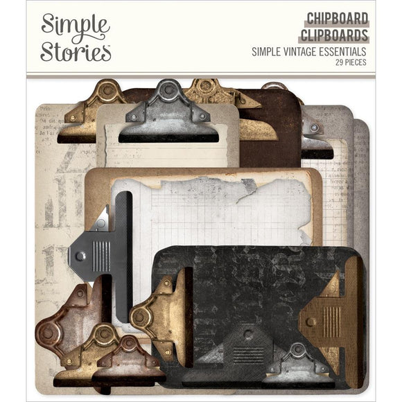 Simple Stories Embellishment, Simple Vintage Essentials - Chipboard Clipboards