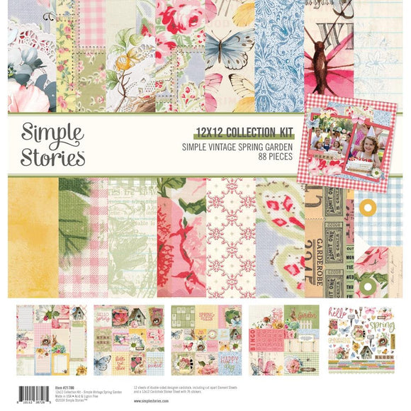 Simple Stories Paper Collection Kit 12x12 , Simple Vintage Spring Garden