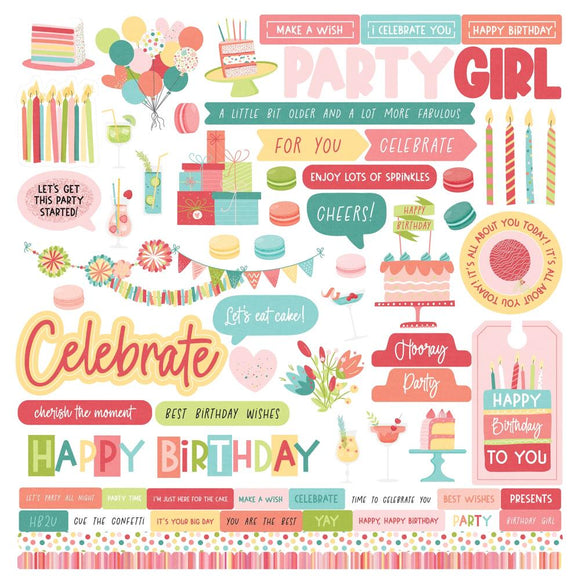 Photoplay Paper 12x12, Element Sticker Sheet - Birthday Sparkle