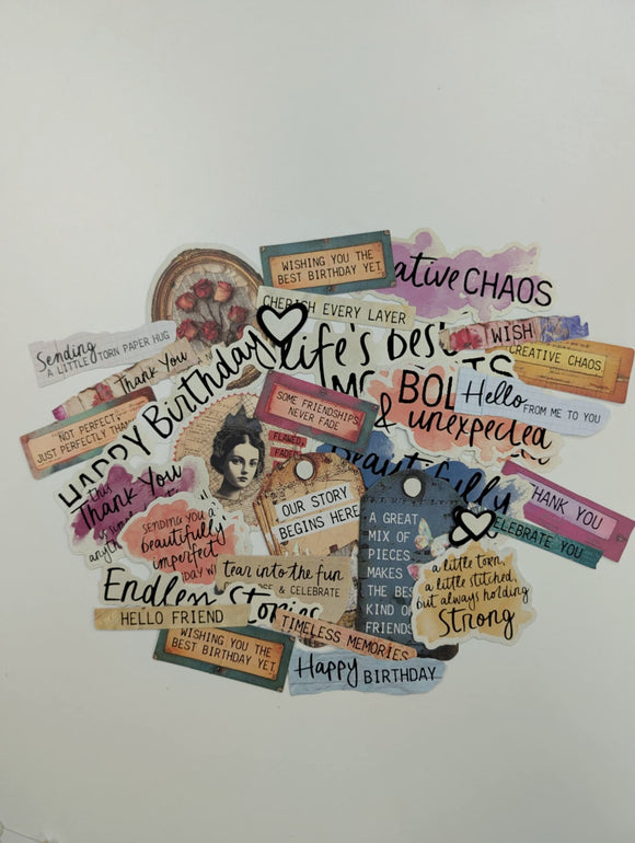 MM12 Add-On - Cardstock Die Cut Ephemera - Sentiments