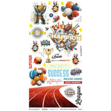 NEW Product! 49 And Market Embellishments, Level Up – Sports 6 x 12 inch Rub-on Transfers