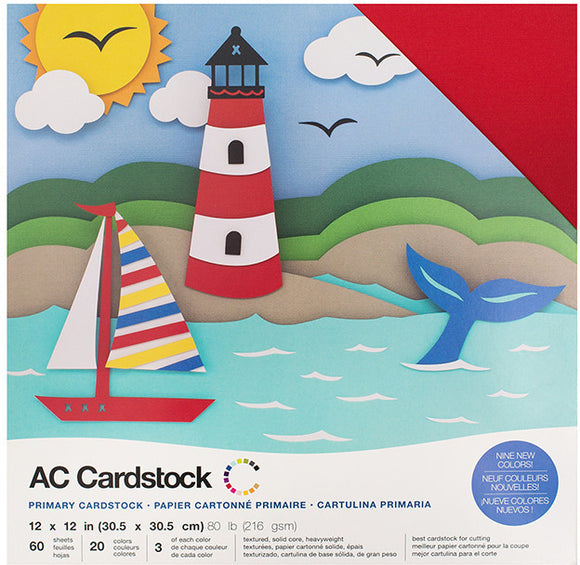AC Paper Cardstock Variety Pack 12x12, Primaries (60 Piece)