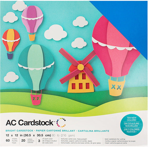AC Paper Cardstock Variety Pack 12x12, Brights (60 Piece)