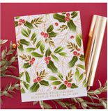 Spellbinders Stencil, Layered Glimmer Holly Background