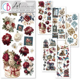 Ciao Bella Embellishment, Art Stickers Transparent Adhesive Sheets - Bohemian Burgundy