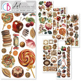 Ciao Bella Embellishment, Art Stickers Transparent Adhesive Sheets - Chocolate Wanderlust