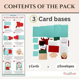 CrafTreat Card Blank - Pull Reveal Santa Family 3 pcs