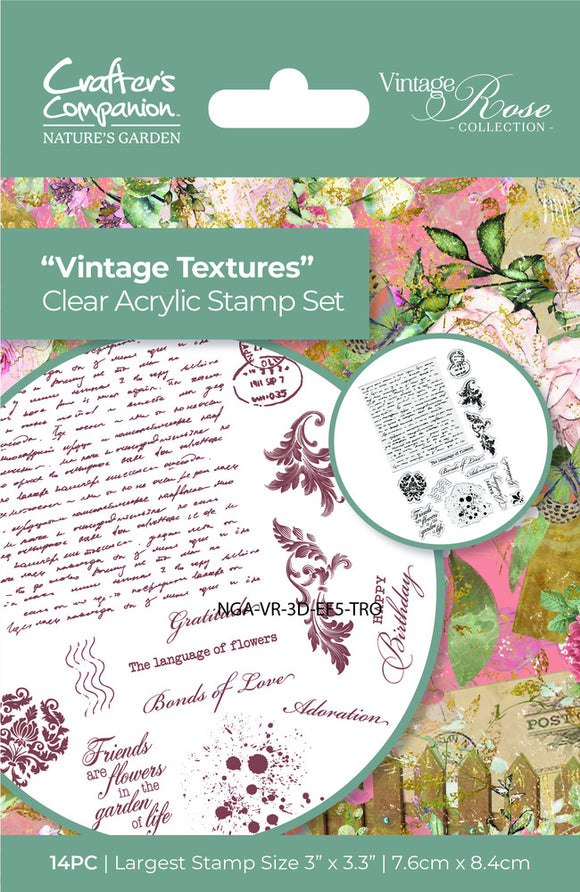 CC Nature's Garden Stamp, Vintage Rose - Vintage Textures