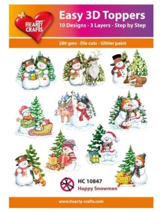 Hearty Crafts Embellishment, Easy 3D Toppers - Happy Snowmen 847
