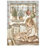 Stamperia Paper, Printed Rice Paper - White Christmas