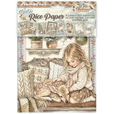 Stamperia Paper, Printed Rice Paper - White Christmas