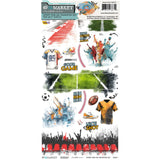 NEW Product! 49 And Market Embellishments, Level Up – Sports 6 x 12 inch Rub-on Transfers