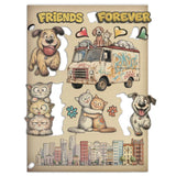 Stamperia Embellishments, Printed Decorative Wooden Shapes - Furry Friends 2