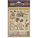 Stamperia Embellishments, Printed Decorative Wooden Shapes - Furry Friends 2