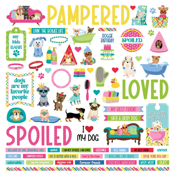 Photoplay Paper 12x12, Pampered Pooch - Element Sticker Sheet