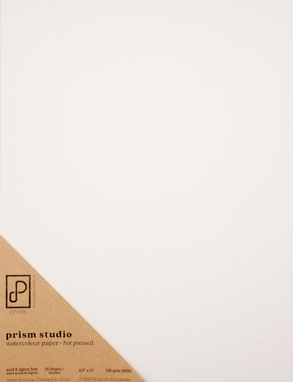 Prism Studio Paper 8.5X11,  Hot Pressed Watercolour Paper (25 sheets)