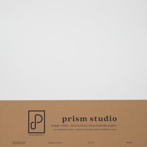 Prism Studio Paper 12X12, Mixed Media Paper, Simply White, 129lb (12 sheets)
