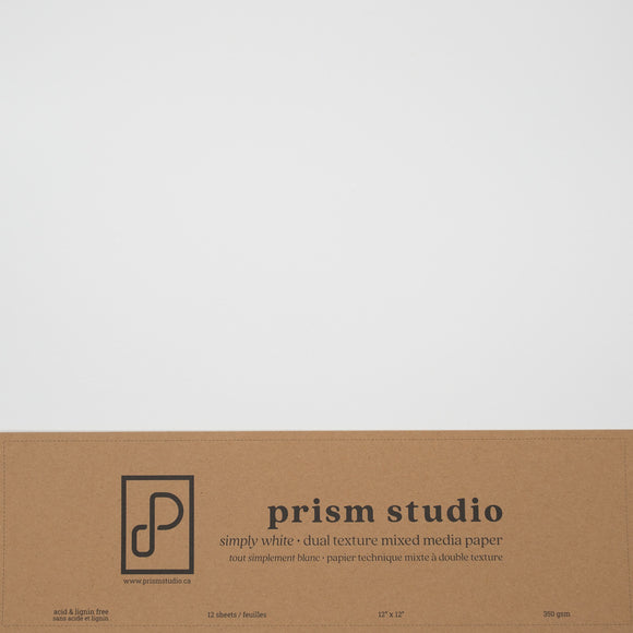 Prism Studio Paper 12X12, Mixed Media Paper, Simply White, 129lb (12 sheets)