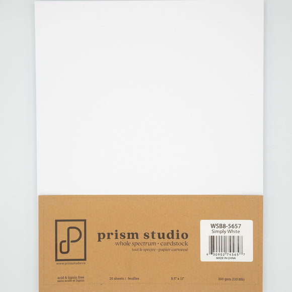 Prism Studio Paper Pack 8.5X11,  Whole Spectrum Heavyweight Cardstock - Simply White