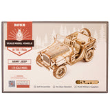 ROKR 3D Wooden Puzzle, Scale Model Vehicle - Army Jeep