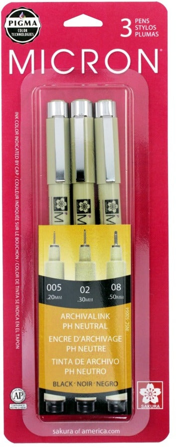 Pigma Micron Pen, 3 pack - Black