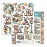 Stamperia Paper 12”x12”, 10 Double Sided Printed Sheets - Furry Friends 2