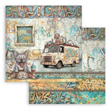 Stamperia Paper 8”x8”, 10 Double Sided Printed Sheets - Furry Friends 2