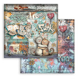 Stamperia Paper 12”x12”, 10 Double Sided Printed Sheets - Furry Friends 2