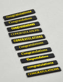 Memory Box Embellishment - Congratulations Foil Greetings Black Tabs