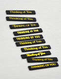 Memory Box Embellishment - Thinking of You Foil Greetings Black Tabs