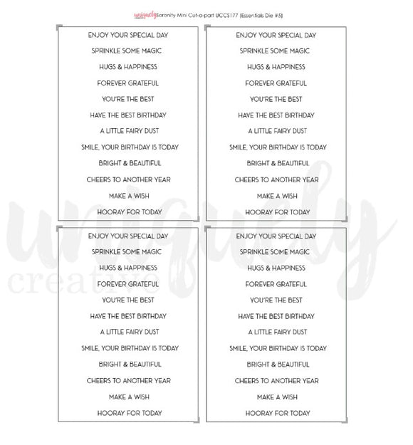 Uniquely Creative Embellishment, Cut-a-Part Sheet Mini Sentiments - Serenity