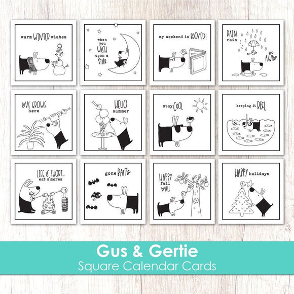 Taylored Expressions Square Calendar Cards, Gus & Gertie