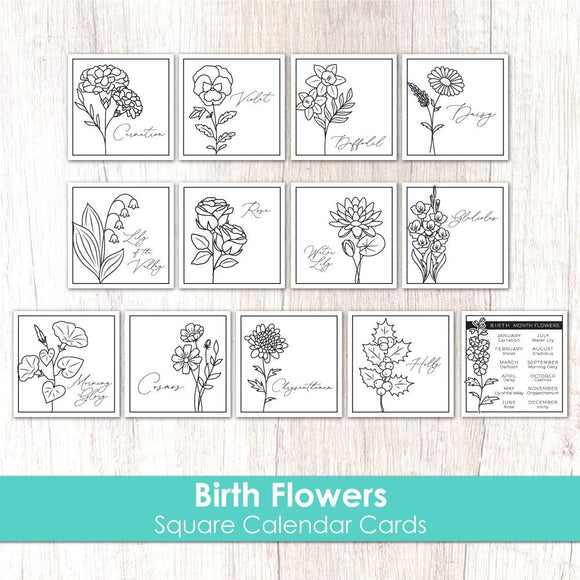 Taylored Expressions Square Calendar Cards, Birth Flowers