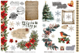 TEXT{ures} Embellishment, Winter in Bloom, Poinsettias & Snowflakes - Rub-On Transfer Set