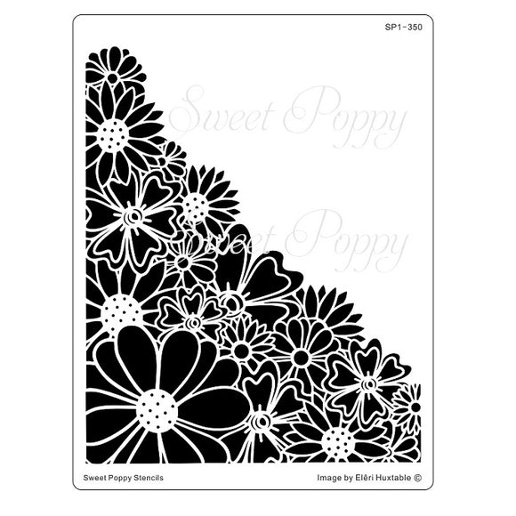 Sweet Poppy Stencil, Tumbling Flowers