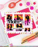 Waffle Flower Stamp, Postage Collage Mom Silhouettes