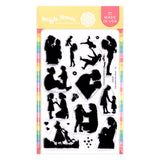 Waffle Flower Stamp, Postage Collage Mom Silhouettes