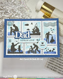 Waffle Flower Stamp, Postage Collage Dad Silhouettes